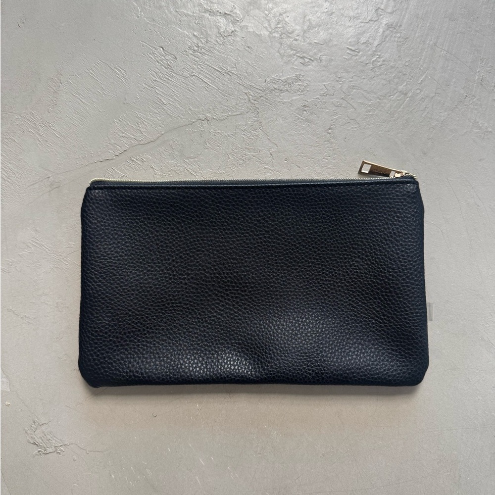 Black vegan leather clutch/cosmetic bag/utility bag